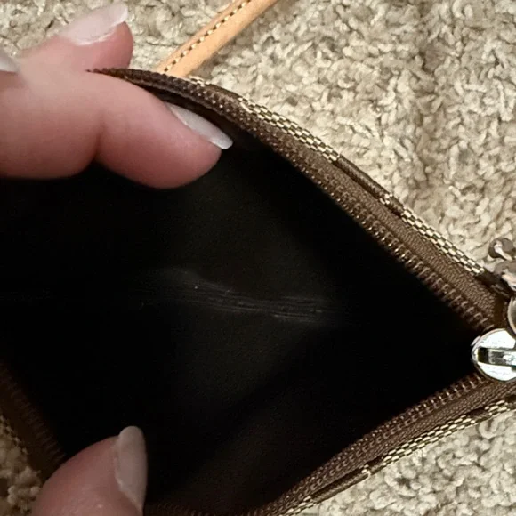 Coach Tan and Brown Signature Wristlet - Picture 3 of 7